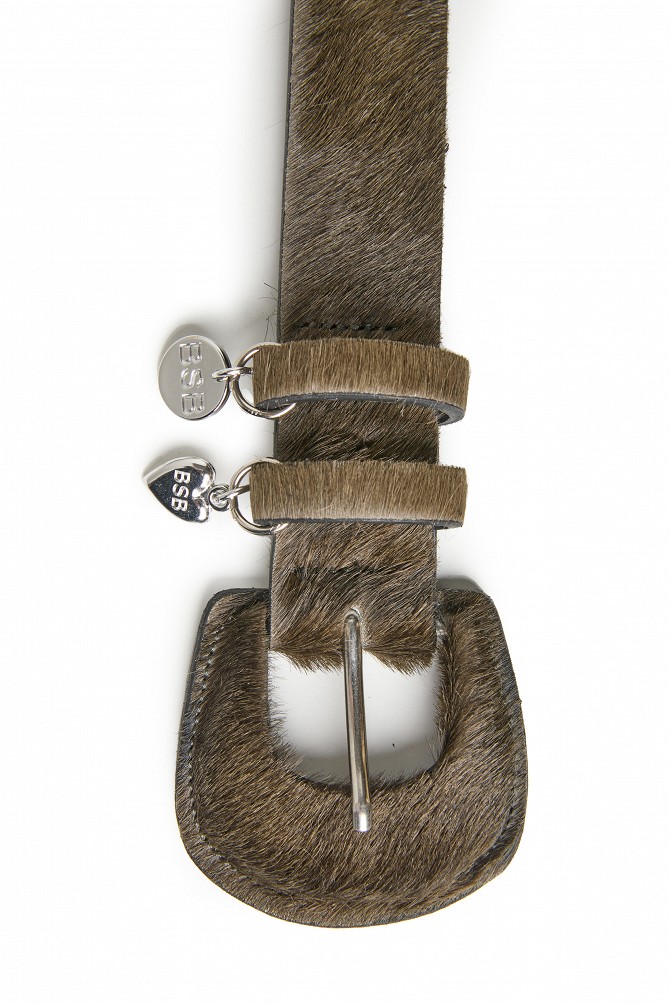 Pony hair leather belt