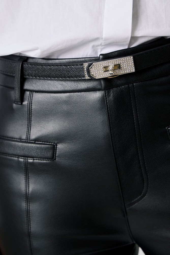 Belt with a rhinestone buckle