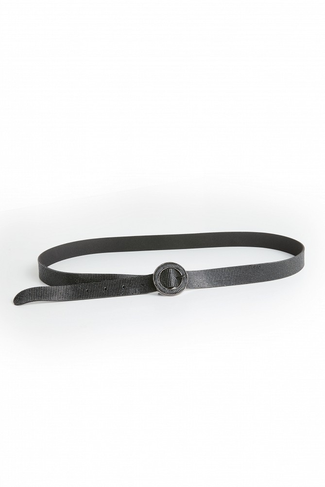 Rhinestone belt with a round buckle