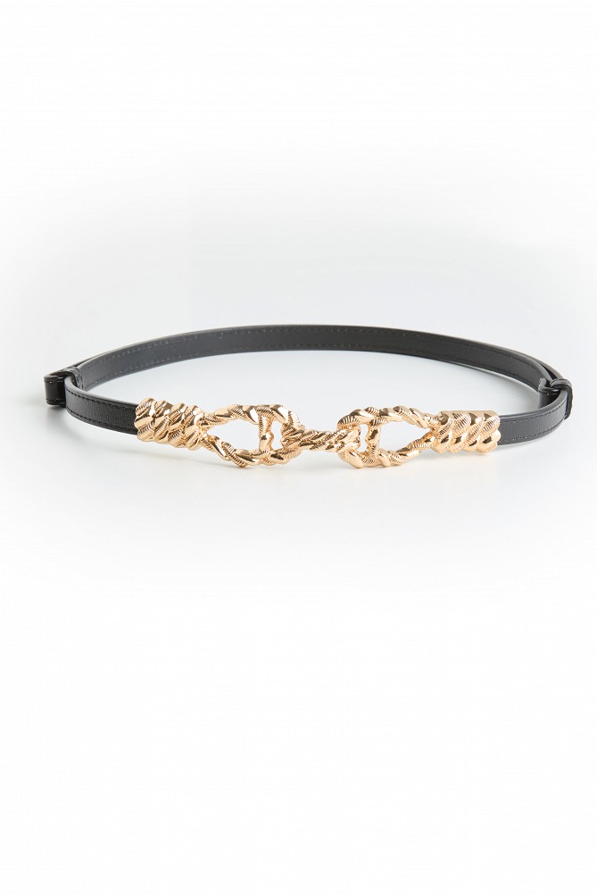 Belt with a metal buckle