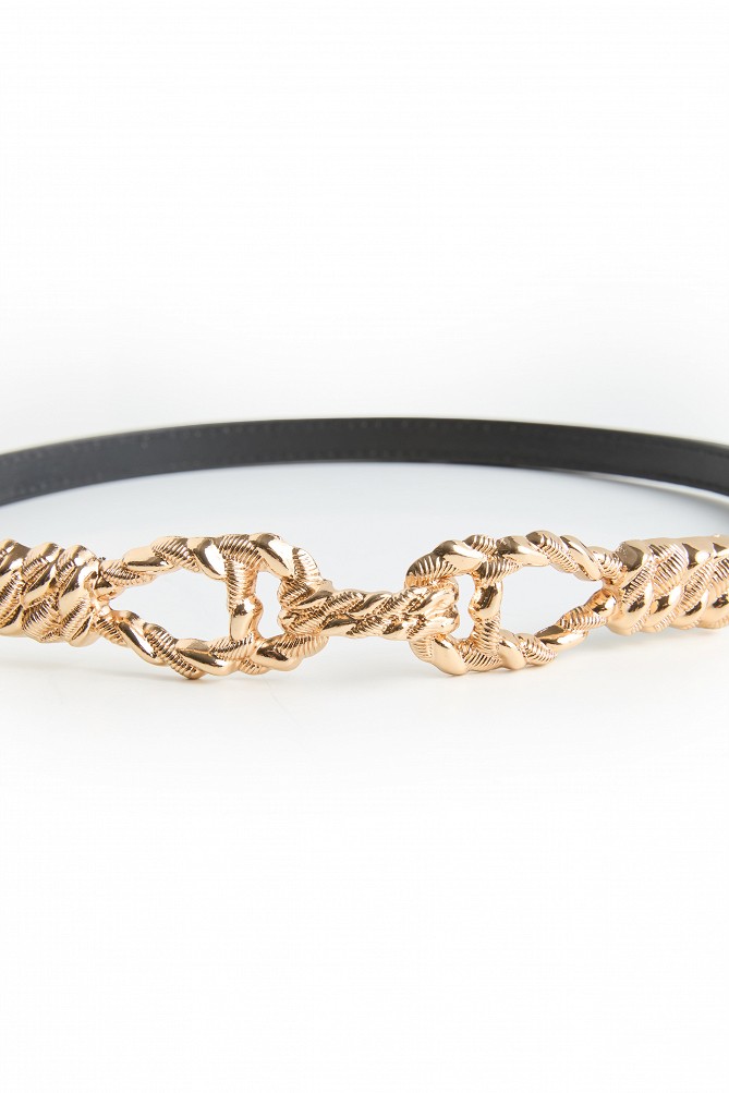 Belt with a metal buckle