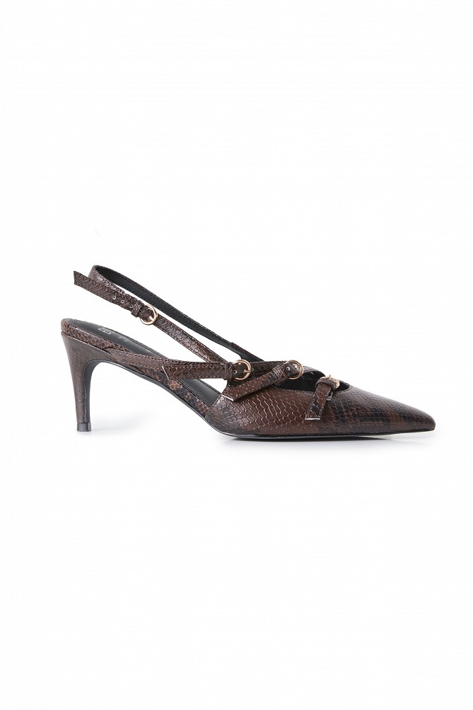 Leather snake-effect heels