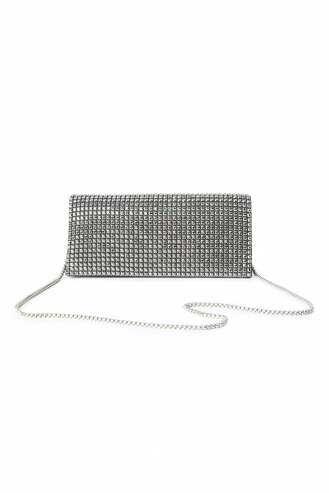 Satin clutch with rhinestones