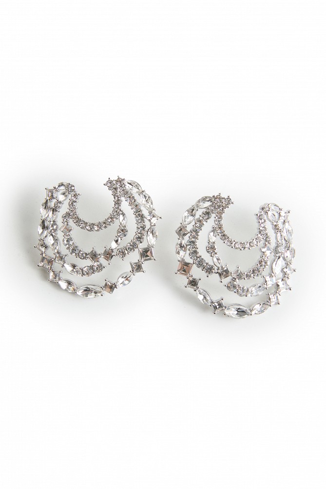 Half-hoop earrings with rhinestones