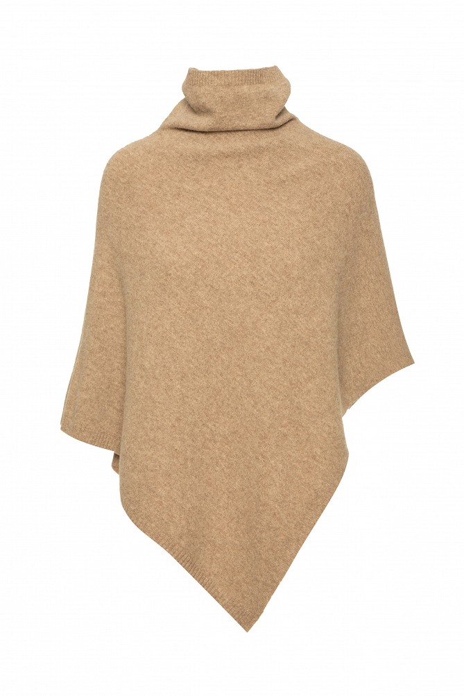 Wool cape with an asymmetric hem