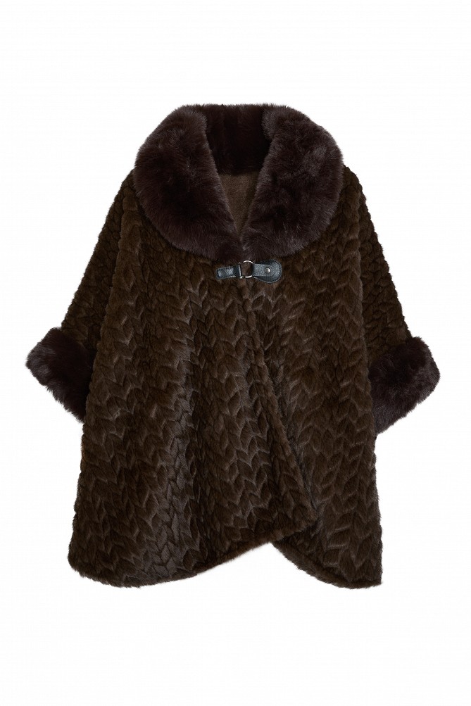 Faux fur cape with textured fur