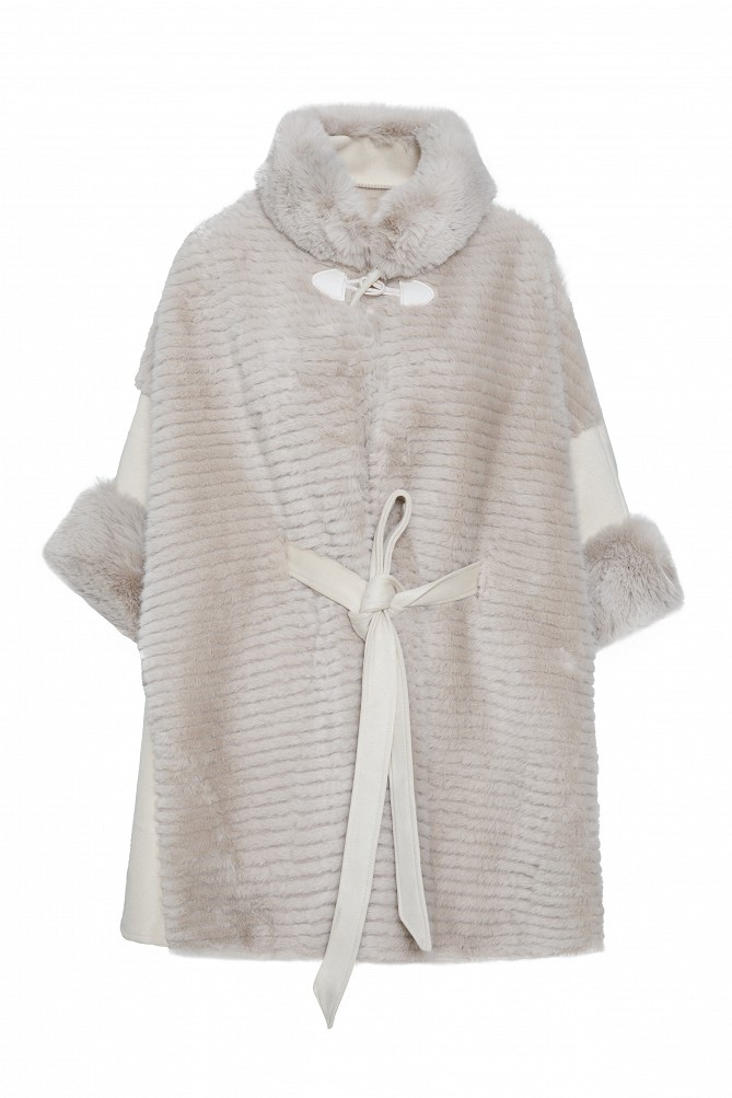 Furry cape with a waist belt