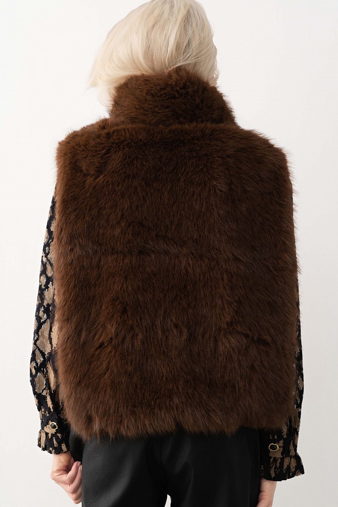 Faux fur cape with side openings