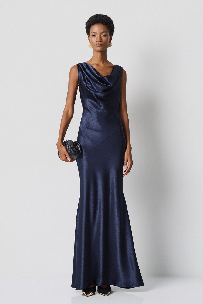 Draped satin maxi dress - Gold label