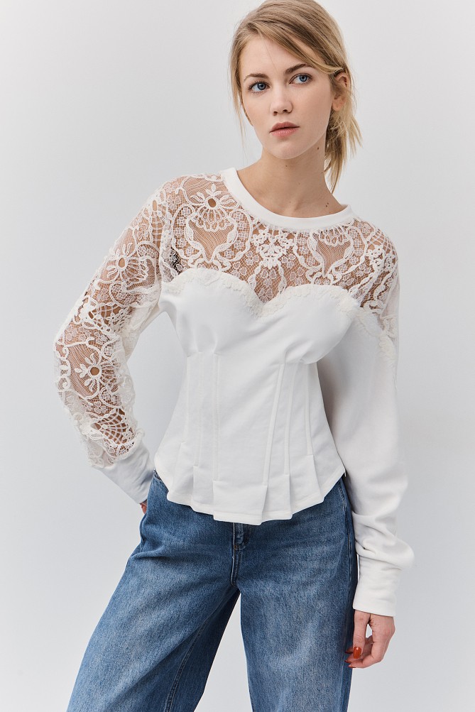 Corset-style lace blouse