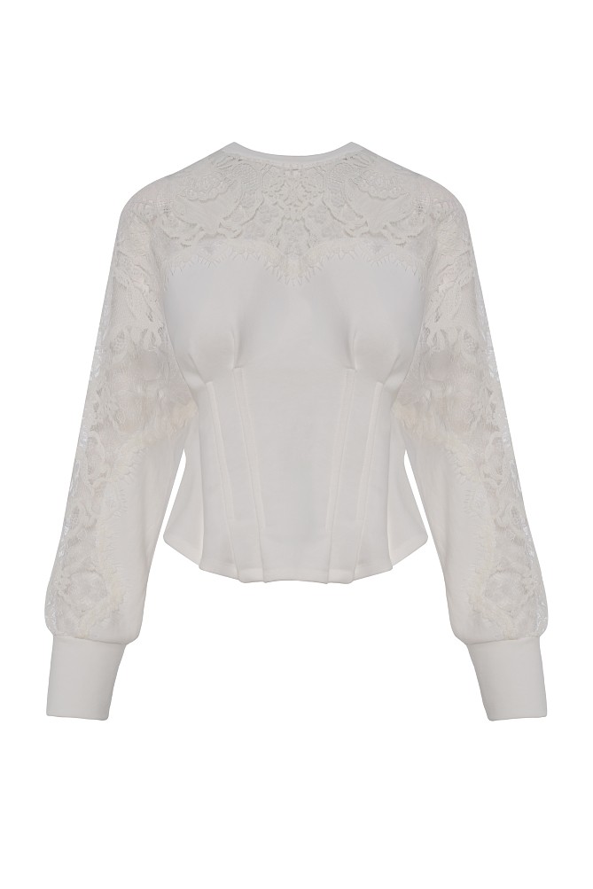 Corset-style lace blouse