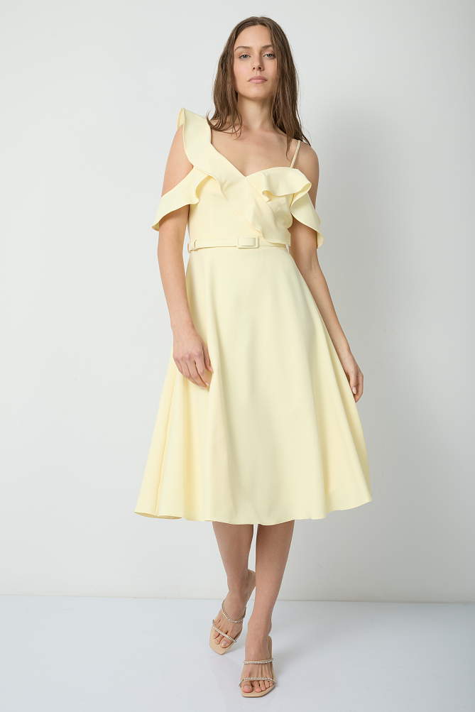 Midi dress with ruffle details