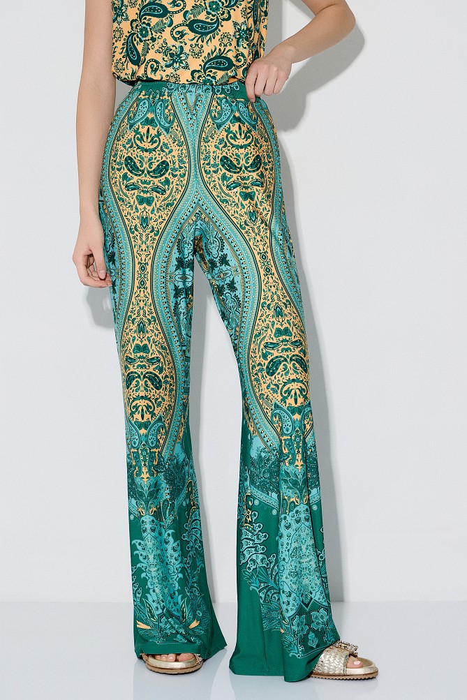 Pantaloni wide leg cu print