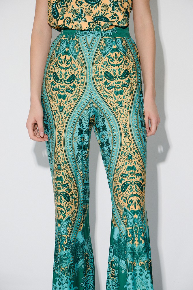 Pantaloni wide leg cu print