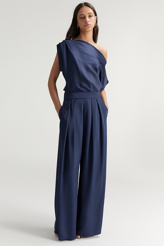 Blusa de satén con un solo hombro - Gold label