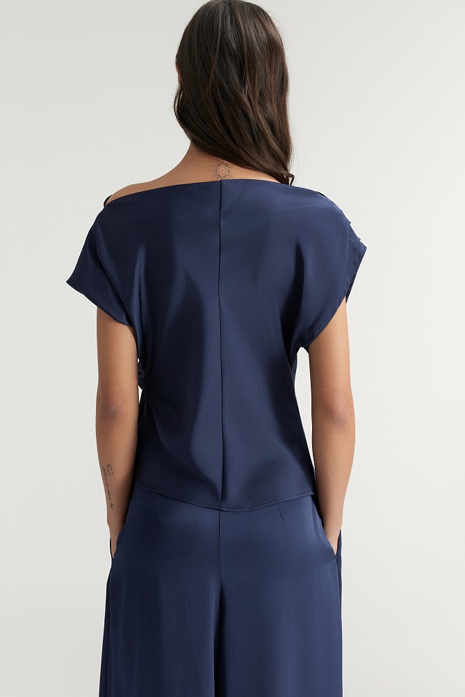 Blusa de satén con un solo hombro - Gold label