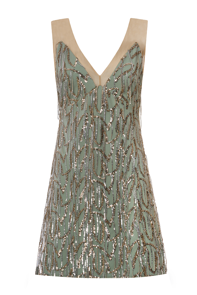 Mini dress with sequins and sheer details – Gold Label