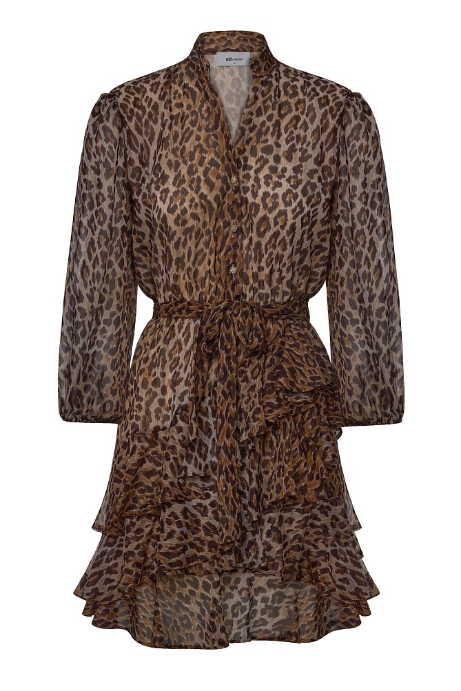 Vestido mini de leopardo con volantes - Gold Label
