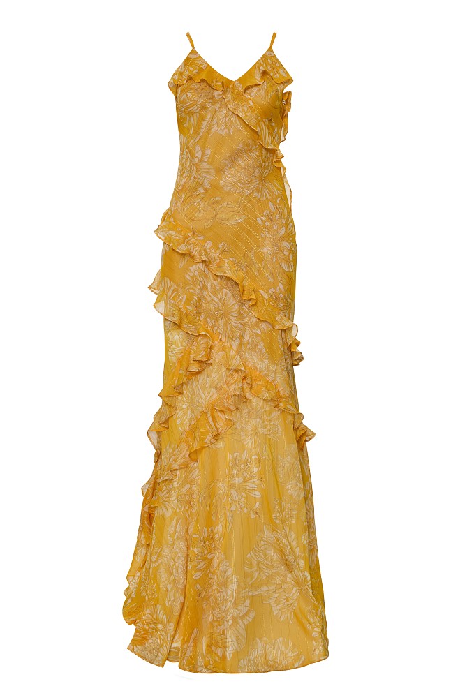 Maxi floral dress with ruffles - Gold label