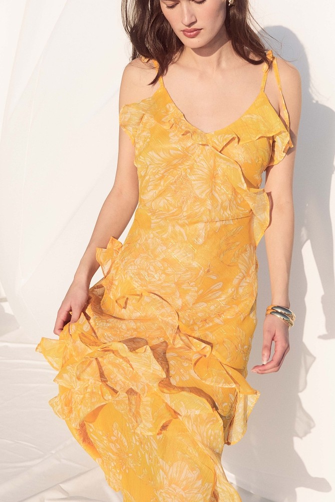 Maxi floral dress with ruffles - Gold label