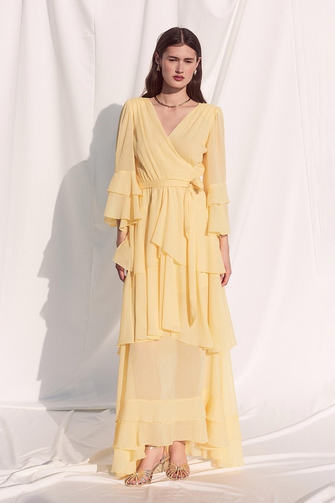 Maxi wrap dress with ruffles - Gold label