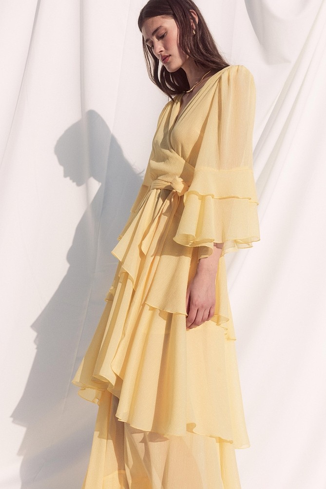 Maxi wrap dress with ruffles - Gold label