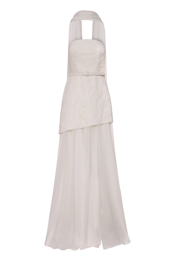 Maxi strapless dress with sheer - Gold label