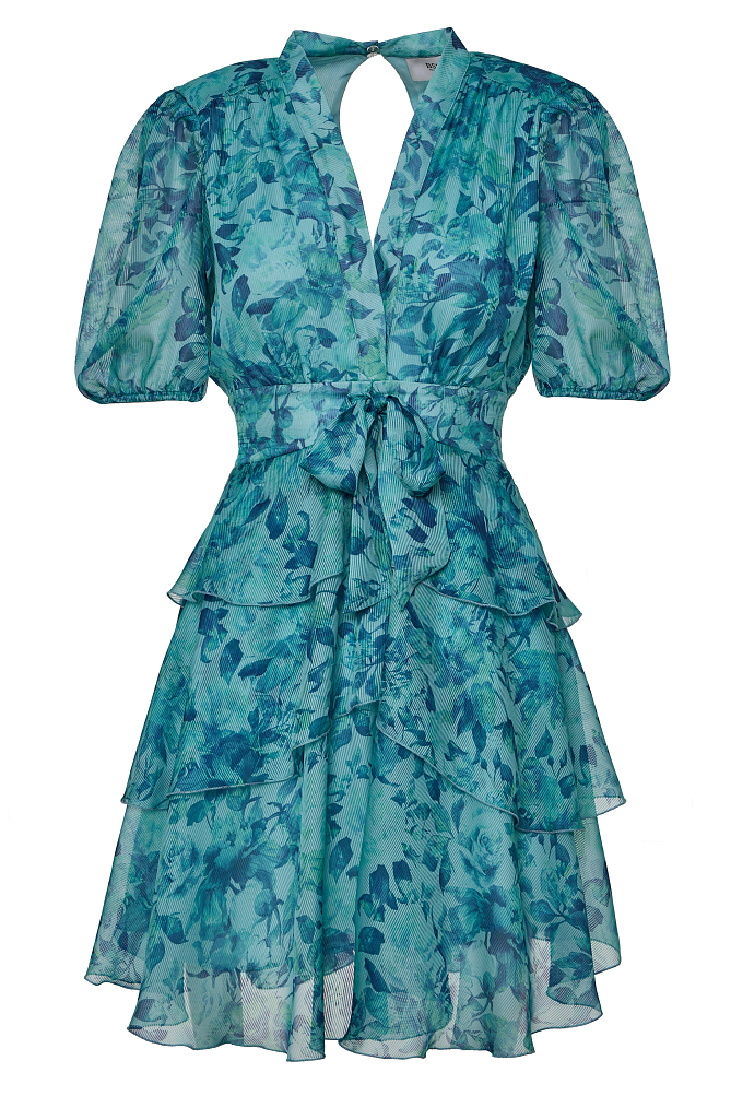 Rochie scurtă cu print floral și volane - Gold label