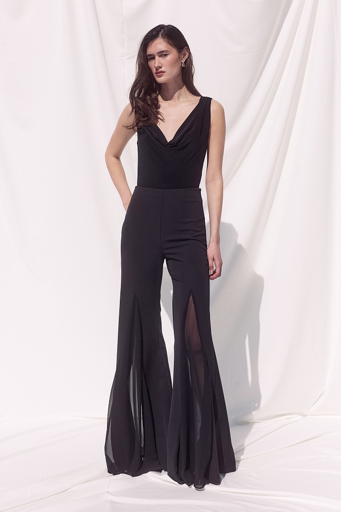 High-waisted pants with sheer detailing - Gold label