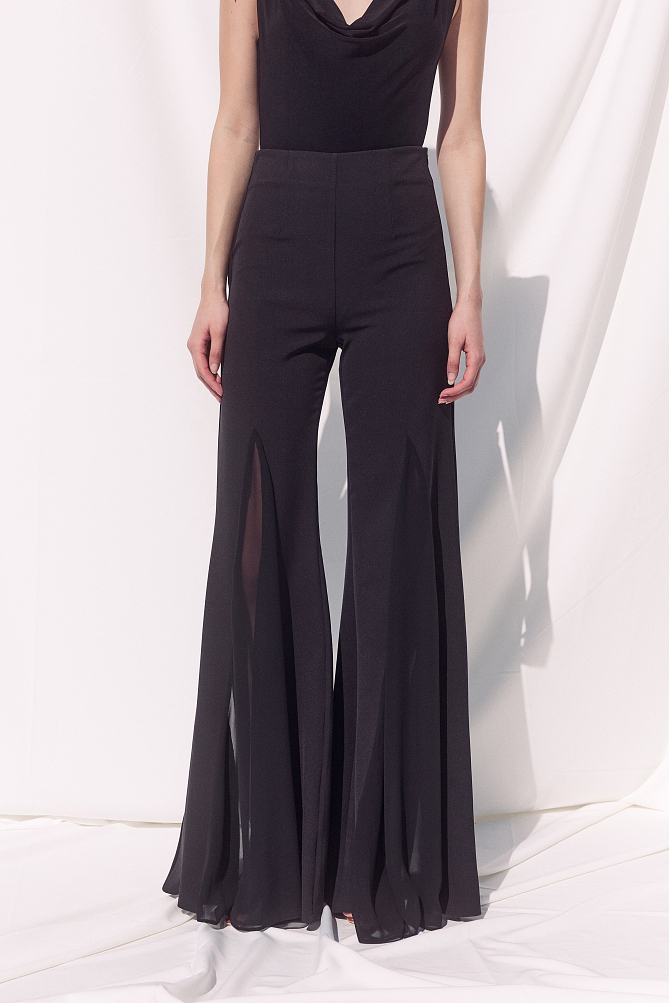 High-waisted pants with sheer detailing - Gold label