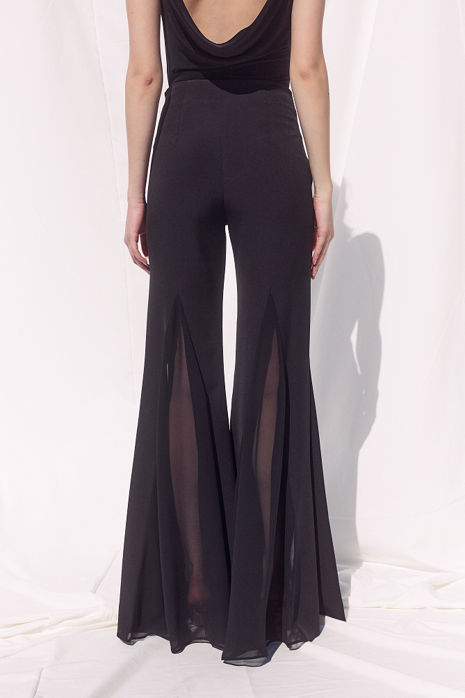 High-waisted pants with sheer detailing - Gold label