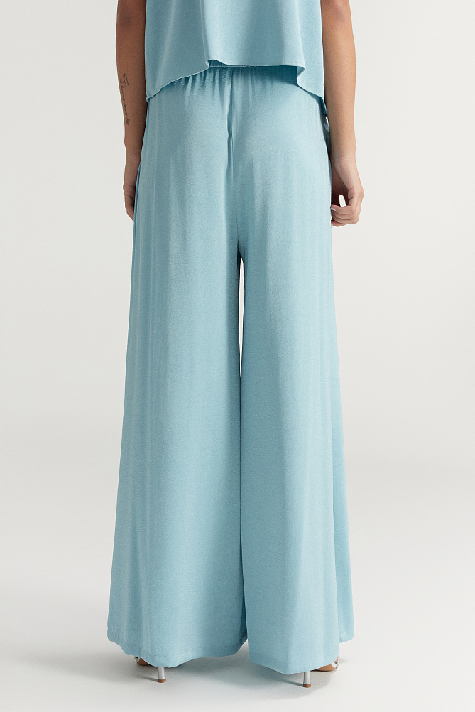 Pantaloni cu aspect satinat și talie elastică - Gold label