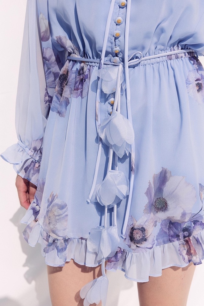 Floral long-sleeve playsuit with ruffles - Gold Label