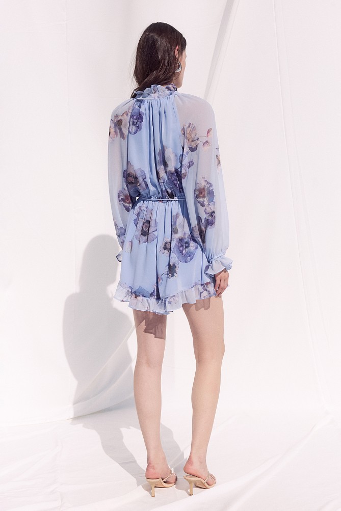 Floral long-sleeve playsuit with ruffles - Gold Label
