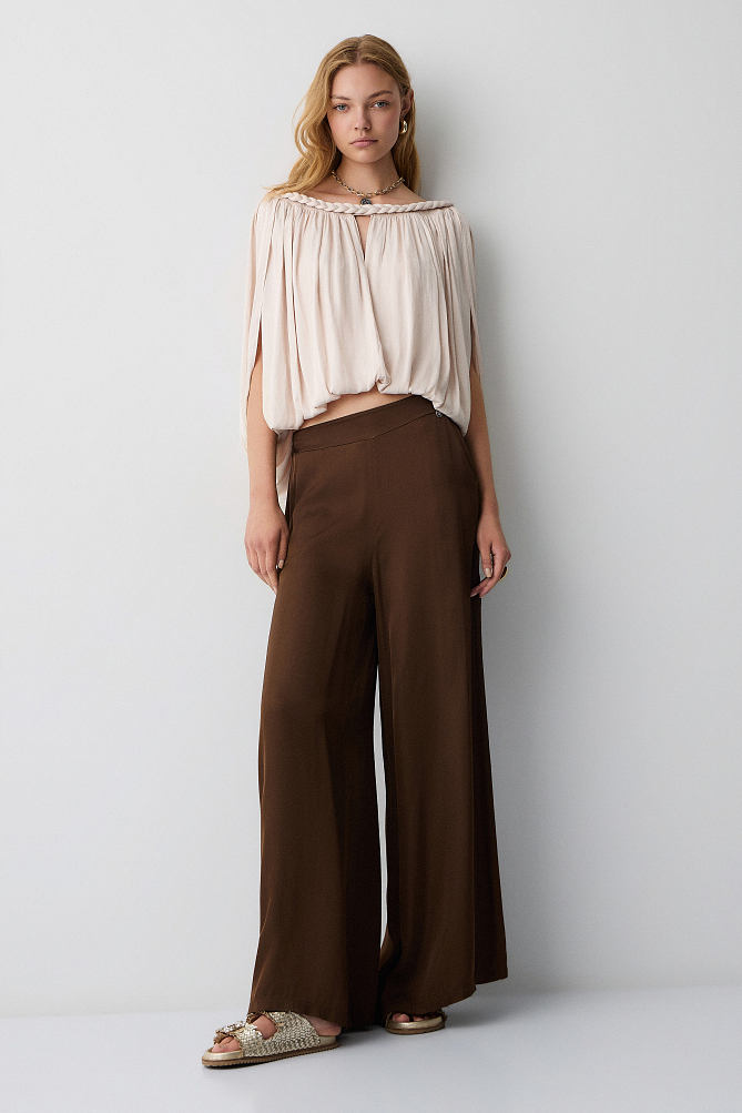 Off-shoulder top with a braided-style neckline