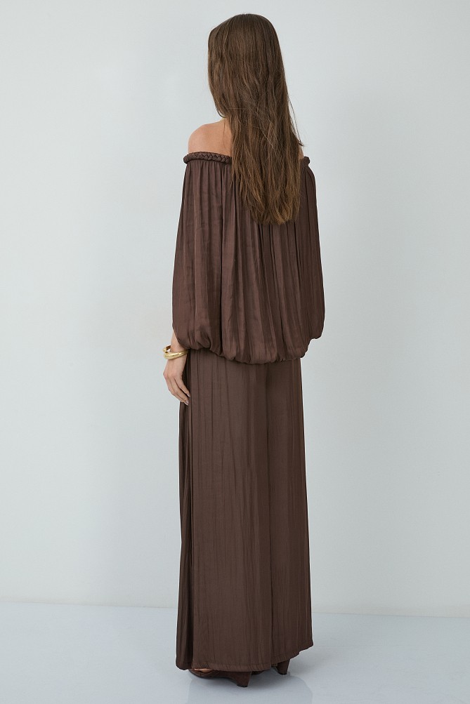 Off-shoulder top with a braided-style neckline