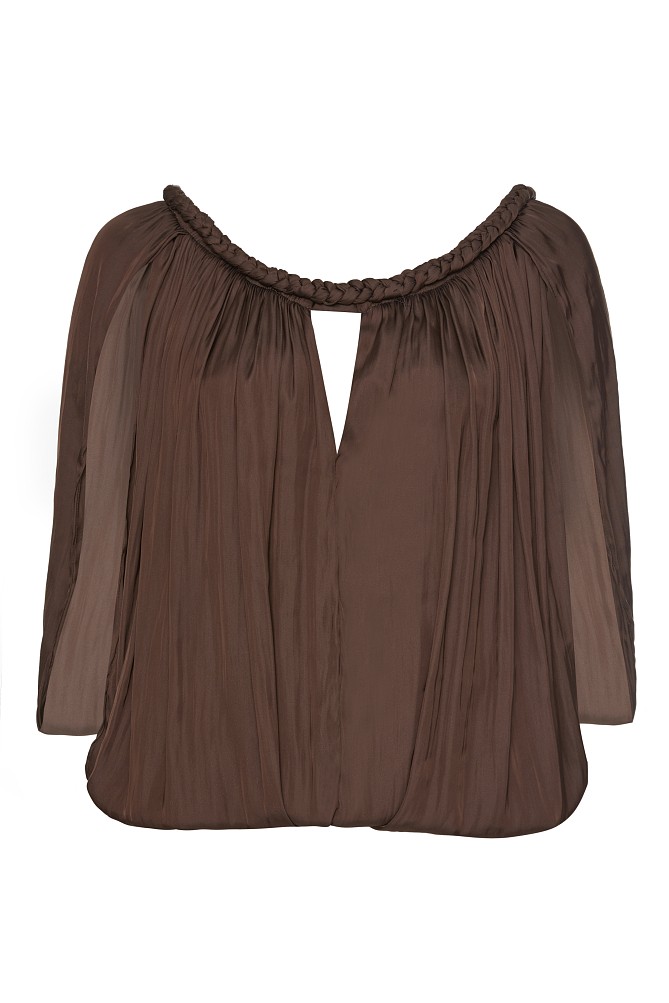 Off-shoulder top with a braided-style neckline