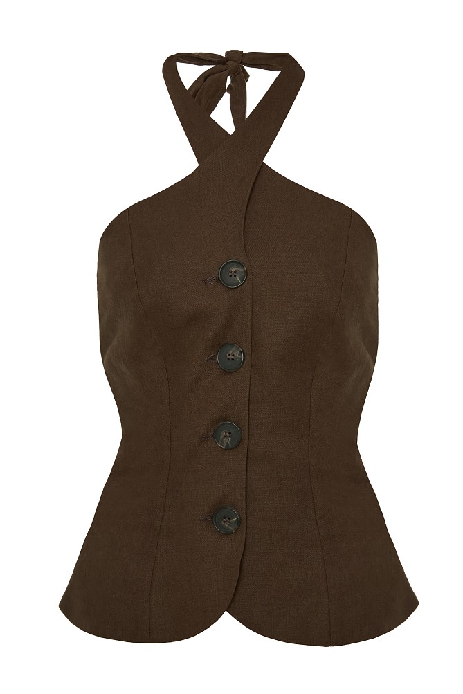 Sleeveless halter-neck blouse