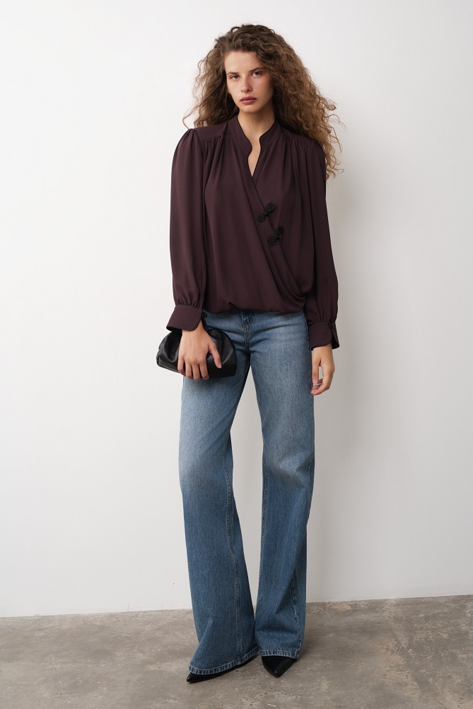 Japanese-style wrap blouse