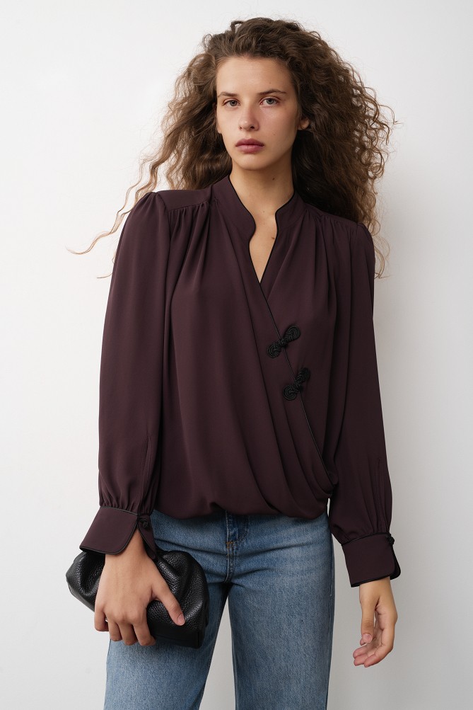 Japanese-style wrap blouse