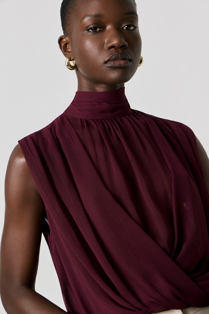 Sleeveless wrap top