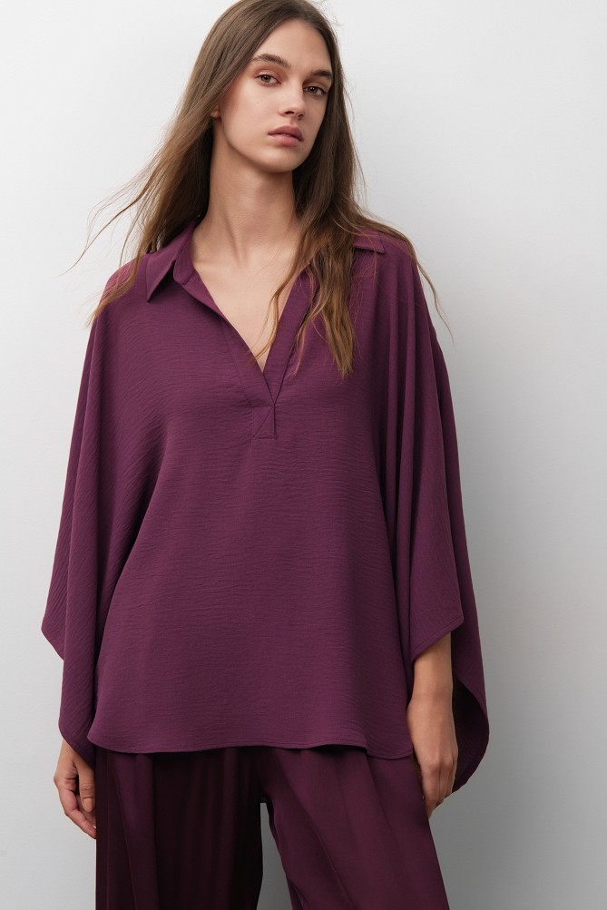 Oversized blouse with 3/4 sleeves