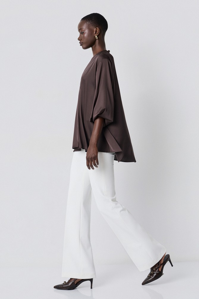 Satin blouse with balloon sleeves
