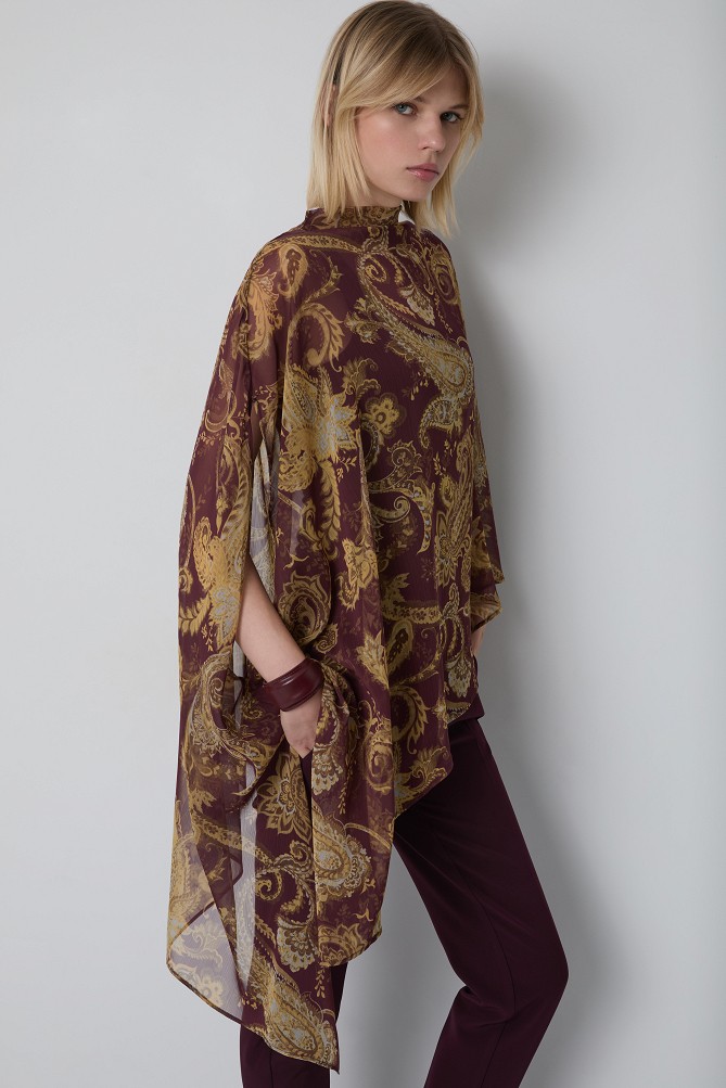 Asymmetrical paisley print blouse