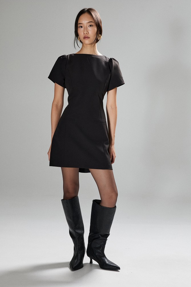 Mini dress with puff sleeves