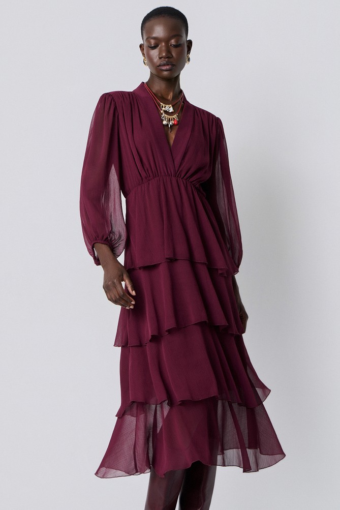 Midi dress with ruffles