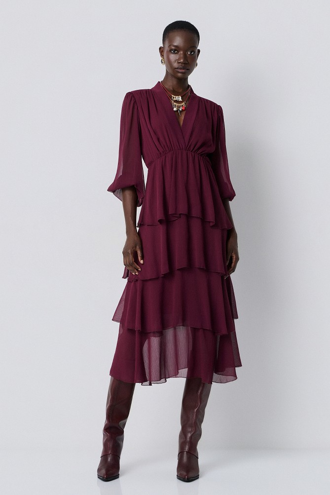 Midi dress with ruffles