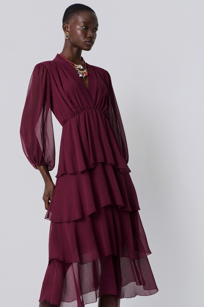 Midi dress with ruffles