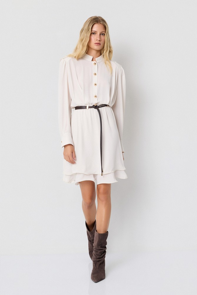 Mini dress with ruffle details and a detachable belt