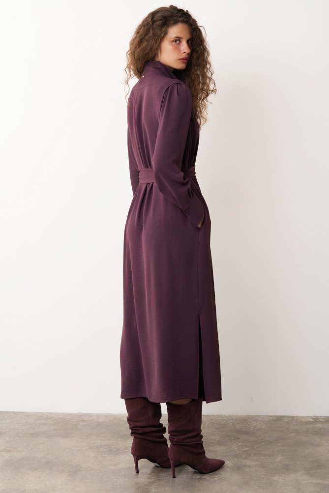 Asymmetric midi shirt dress